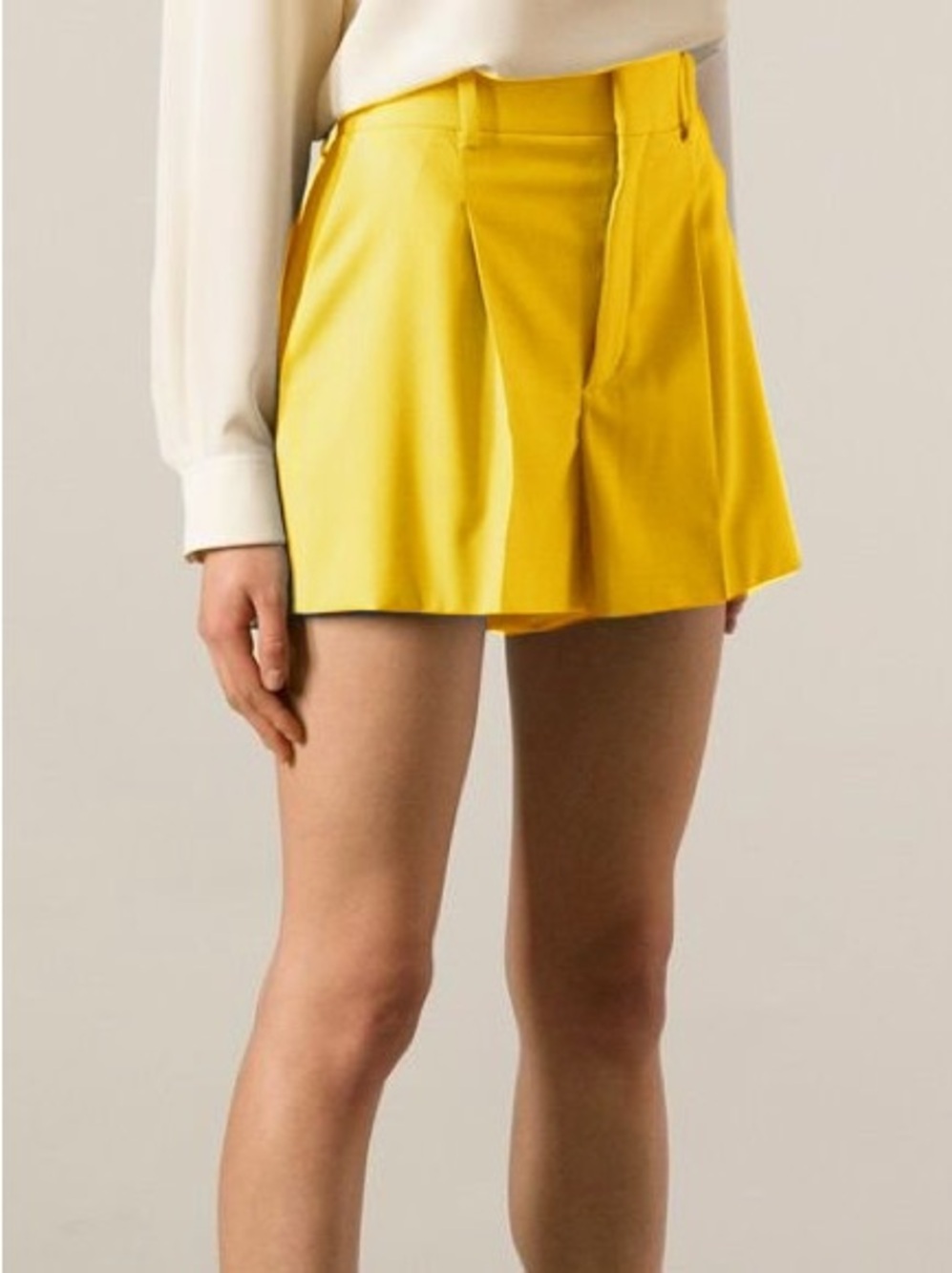 Adrienne Landau Yellow Pleated Shorts